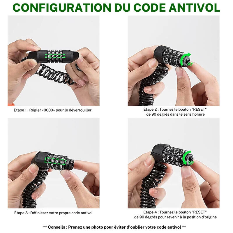 ROCKBROS Câble Antivol Casque Vélo Cadenas à Combinaison à 4 Chiffres Noir 1,5m 2 ROCKBROS Câble Antivol Casque Vélo Cadenas à Combinaison à 4 Chiffres Noir 1,5m – Image 2