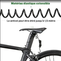 ROCKBROS Câble Antivol Casque Vélo Cadenas à Combinaison à 4 Chiffres Noir 1,5m 10 ROCKBROS Câble Antivol Casque Vélo Cadenas à Combinaison à 4 Chiffres Noir 1,5m -Promos Vélos Boutique cable antivol casque velo cadenas a combinaison a 4 chiffres noir 15m 3