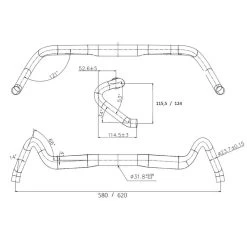 Riverside Cintre Bikepacking / Gravel 31,8mm Reach 52,6mm Flare 24° Sweep 4° -Promos Vélos Boutique cintre bikepacking gravel 318mm reach 526mm flare 24 sweep 4 6
