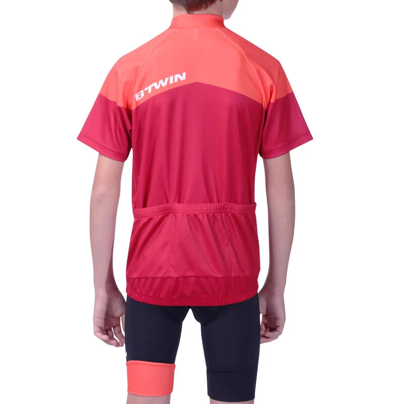 BTWIN Maillot Manches Courtes Vélo Enfant 500 Rouge 4 BTWIN Maillot Manches Courtes Vélo Enfant 500 Rouge – Image 4