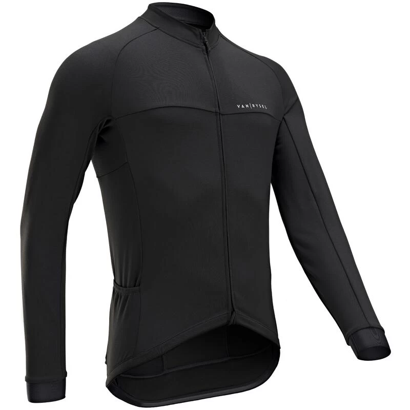 MAILLOT VELO ROUTE MANCHES LONGUES MI-SAISON HOMME - RC100 NOIR 2 MAILLOT VELO ROUTE MANCHES LONGUES MI-SAISON HOMME - RC100 NOIR – Image 2
