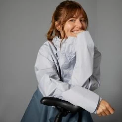 BTWIN PONCHO PLUIE VISIBILITE NUIT VELO VILLE 540 BLEU GRIS -Promos Vélos Boutique poncho pluie visibilite nuit velo ville 540 bleu gris 3