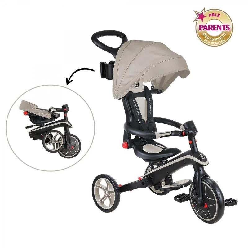 GLOBBER Tricycle EXPLORER 4-en-1 Évolutif & Pliable Taupe 3 GLOBBER Tricycle EXPLORER 4-en-1 Évolutif & Pliable Taupe – Image 3