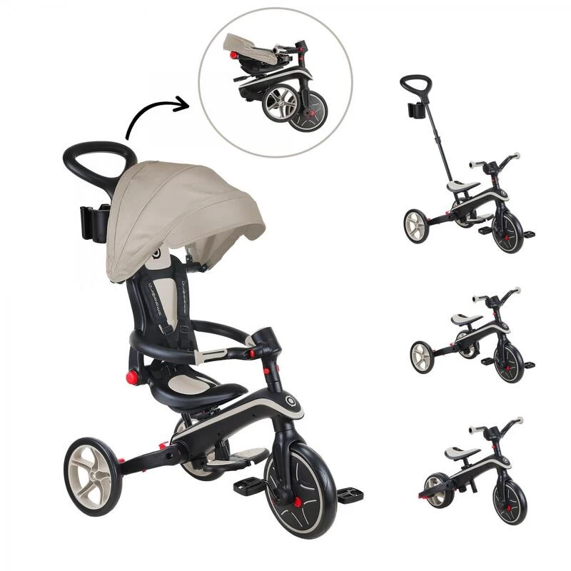 GLOBBER Tricycle EXPLORER 4-en-1 Évolutif & Pliable Taupe 1 GLOBBER Tricycle EXPLORER 4-en-1 Évolutif & Pliable Taupe